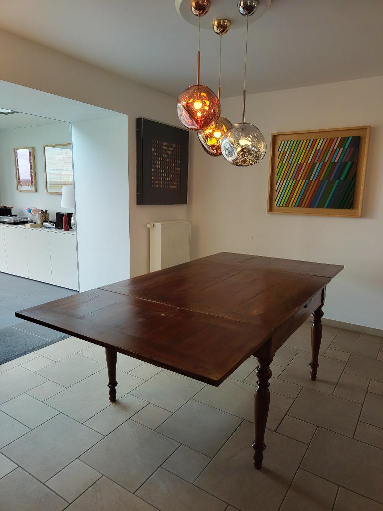 Uitschuifbare antieke eettafel, Ophalen, Gebruikt, Vierkant, Vijf personen of meer