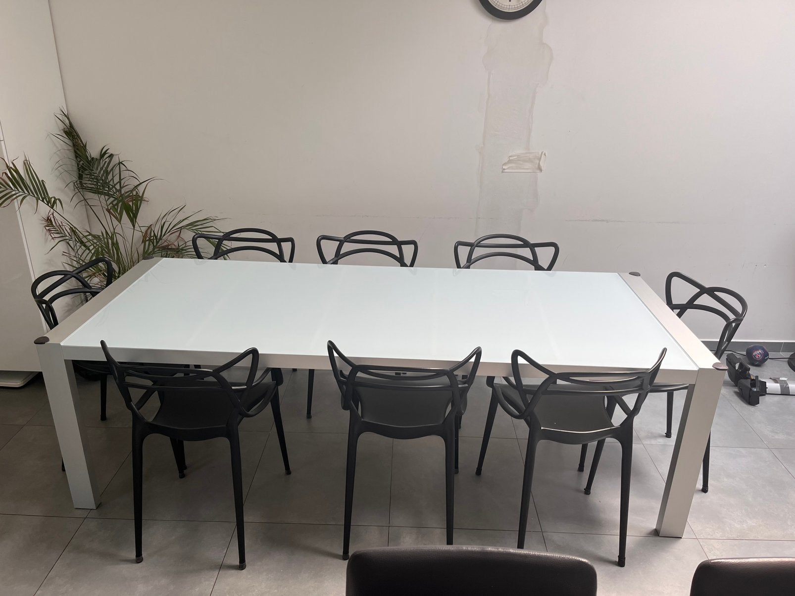 Glazen tafel met 8 stoelen, Verre, 100 à 150 cm, Enlèvement, Utilisé