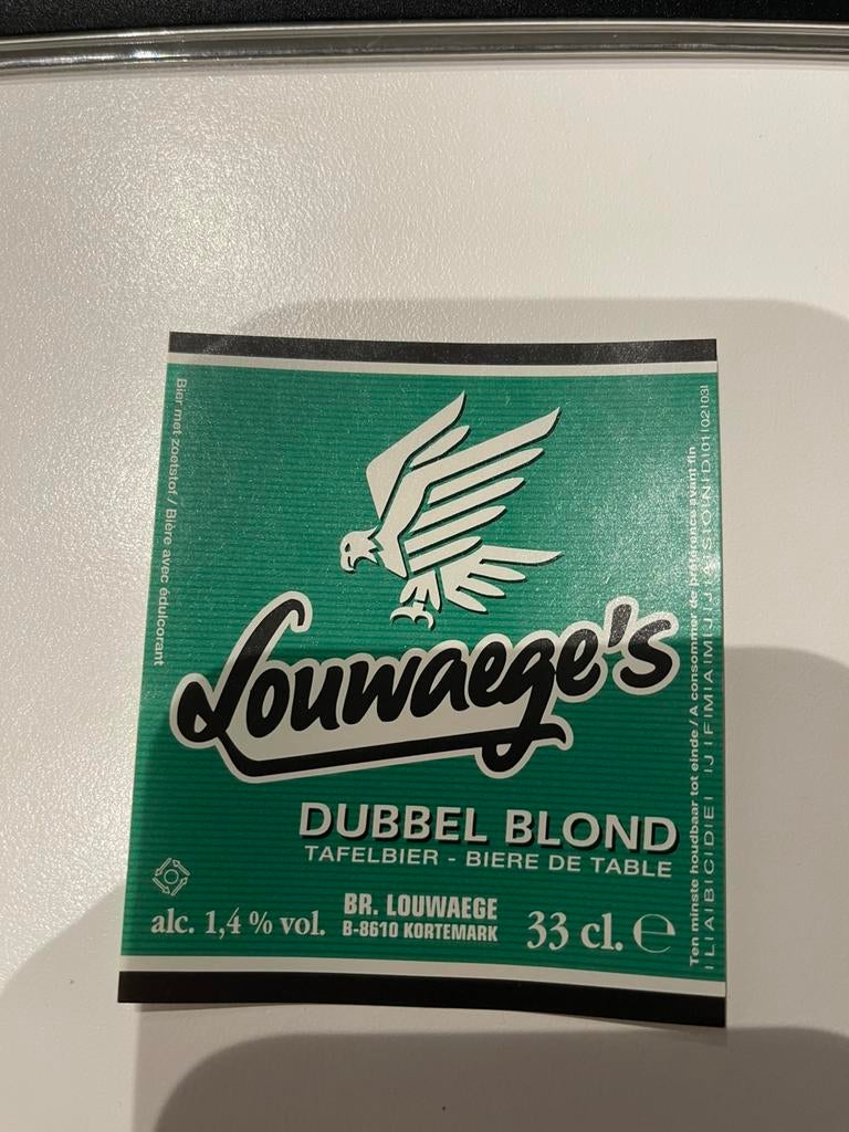 Louwaege’s dubbel blond tafelbier fles etiket bier, Verzamelen, Ophalen of Verzenden, Zo goed als nieuw