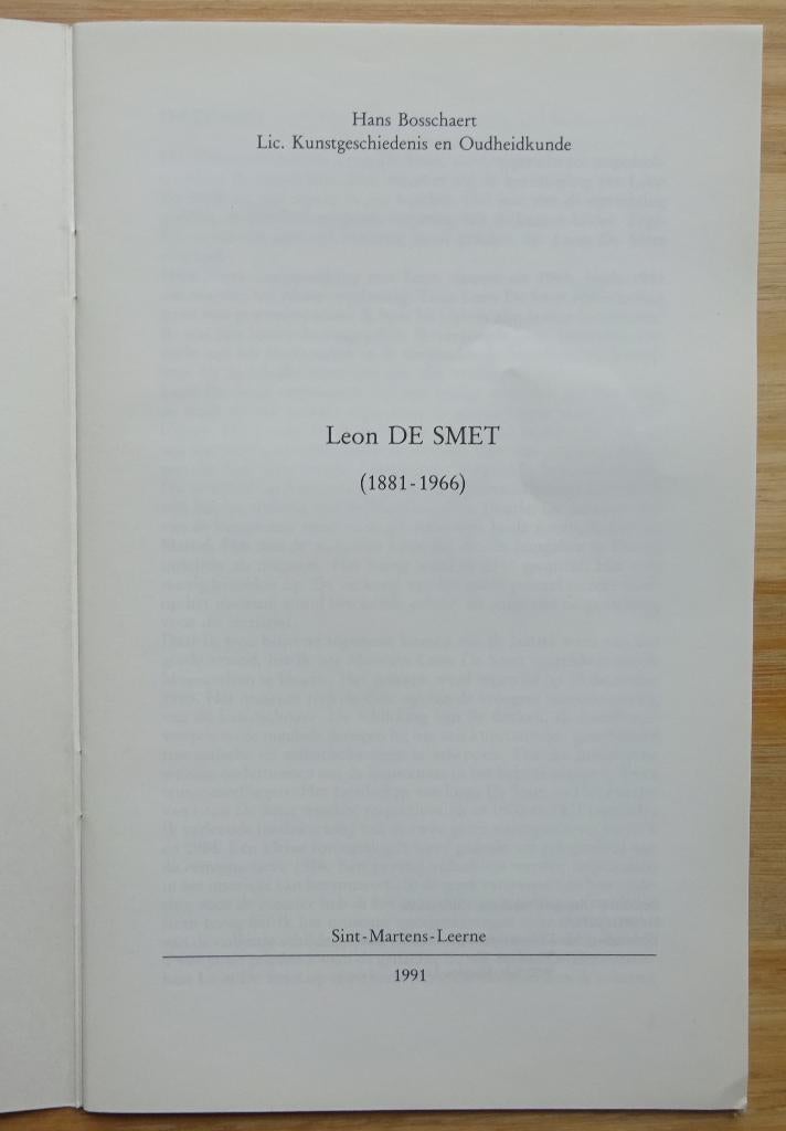 Leon De Smet, 1991, Sint Martens Leerne / zijn leven, Boeken, Hans Bosschaert, Ophalen of Verzenden, Zo goed als nieuw, Schilder- en Tekenkunst