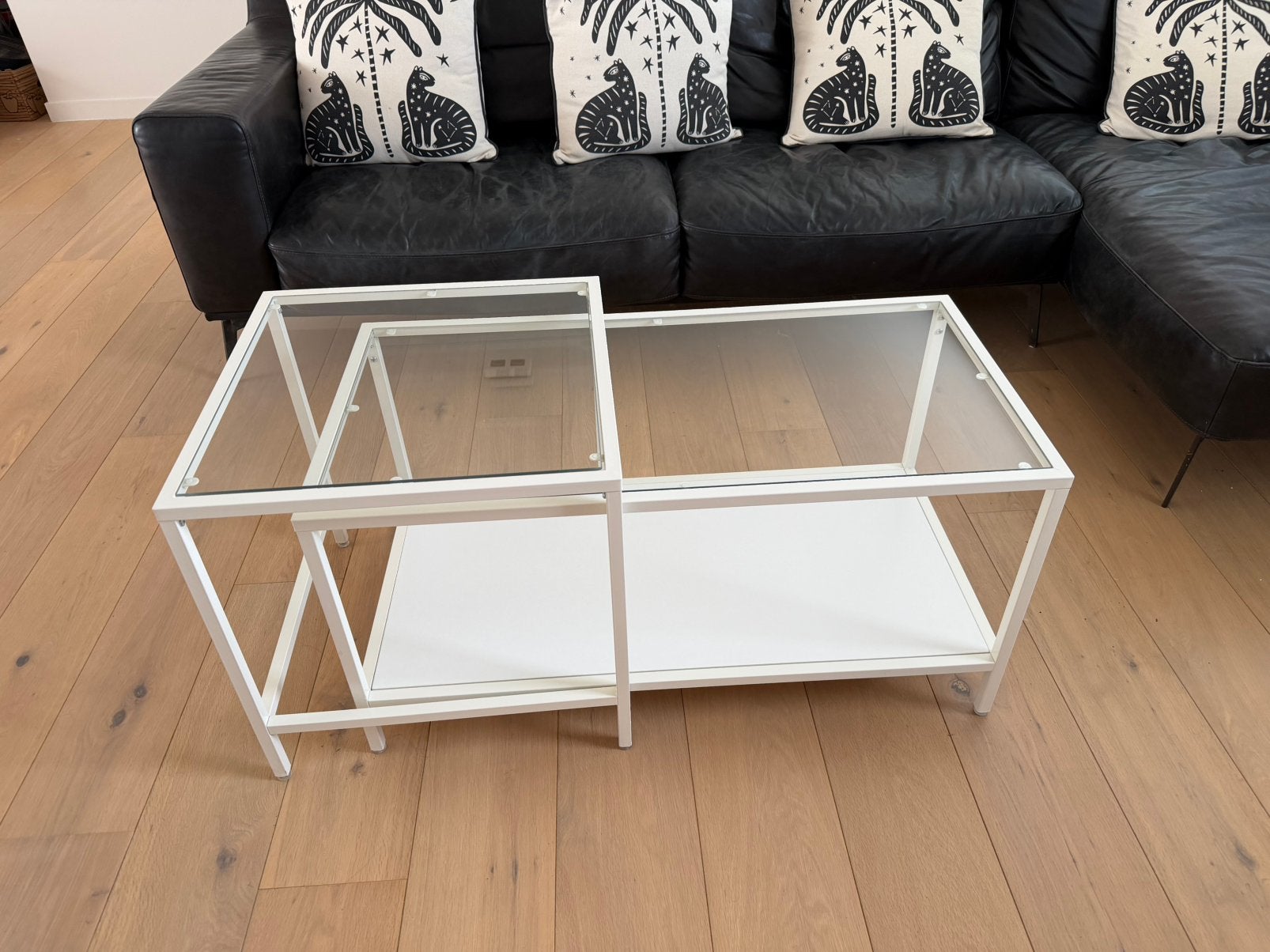 Salontafel, 2 delig, Ophalen, Vierkant, Modern, Glas