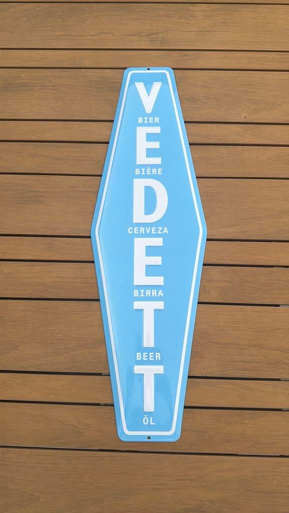Vedett emaillebord, Verzamelen, Merken en Reclamevoorwerpen, Ophalen, Zo goed als nieuw