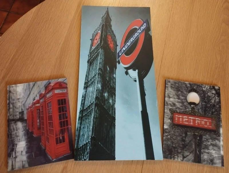 Lot de 3 cadres déco London. En bois., Enlèvement, Comme neuf, Bois