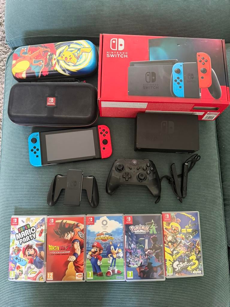 Nintendo switch - compleet + games + draadloze controller, Met 2 controllers, Zo goed als nieuw, Met harde schijf, Ophalen