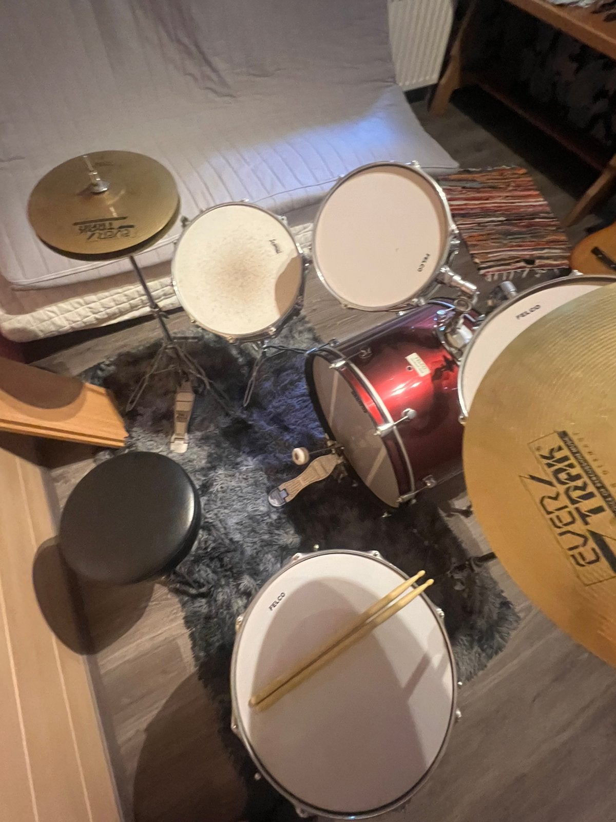 Rood Drumstel te koop, Musique & Instruments, Batteries & Percussions, Enlèvement, Utilisé