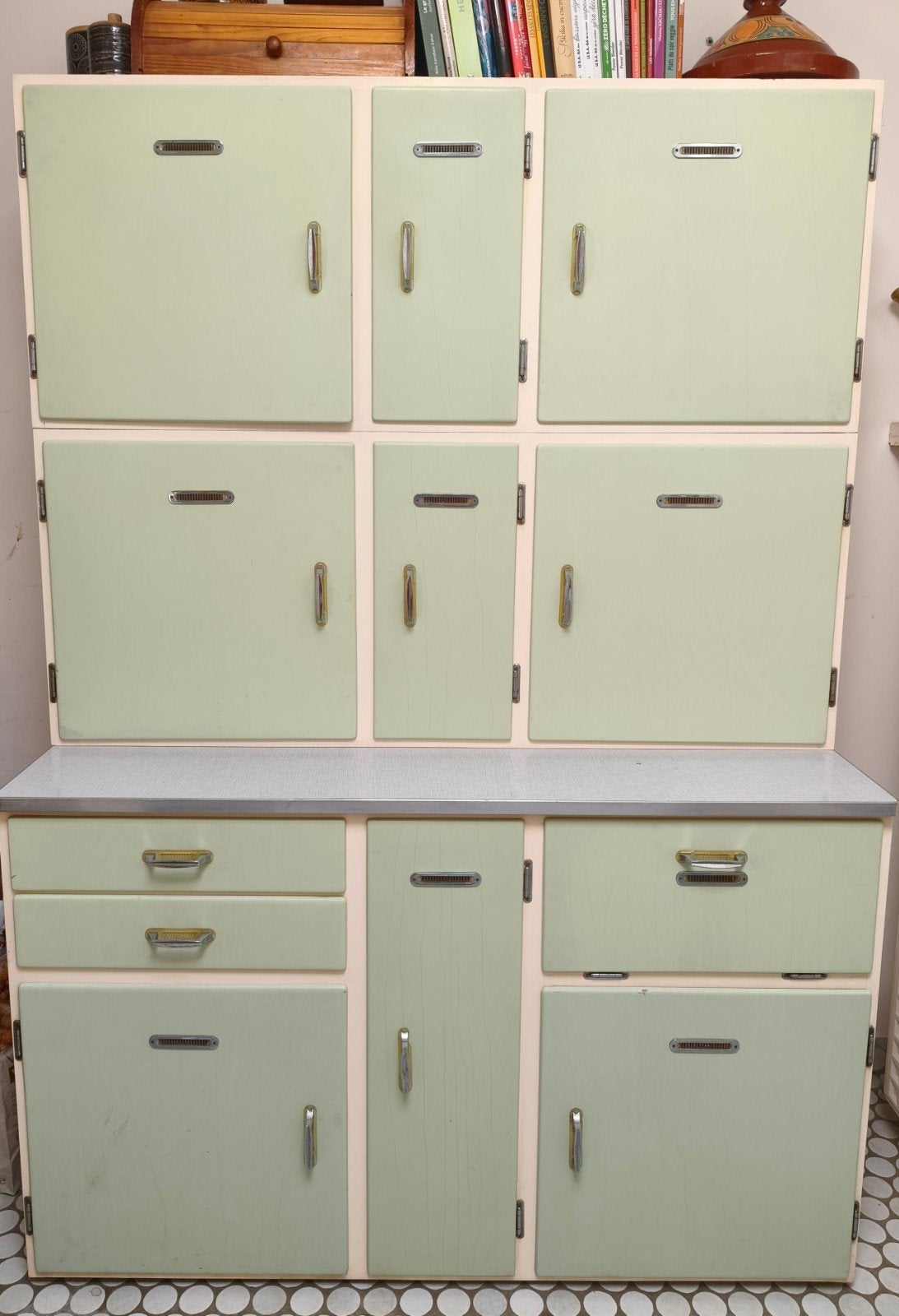 Buffet de cuisine vintage vert d'eau – Formica