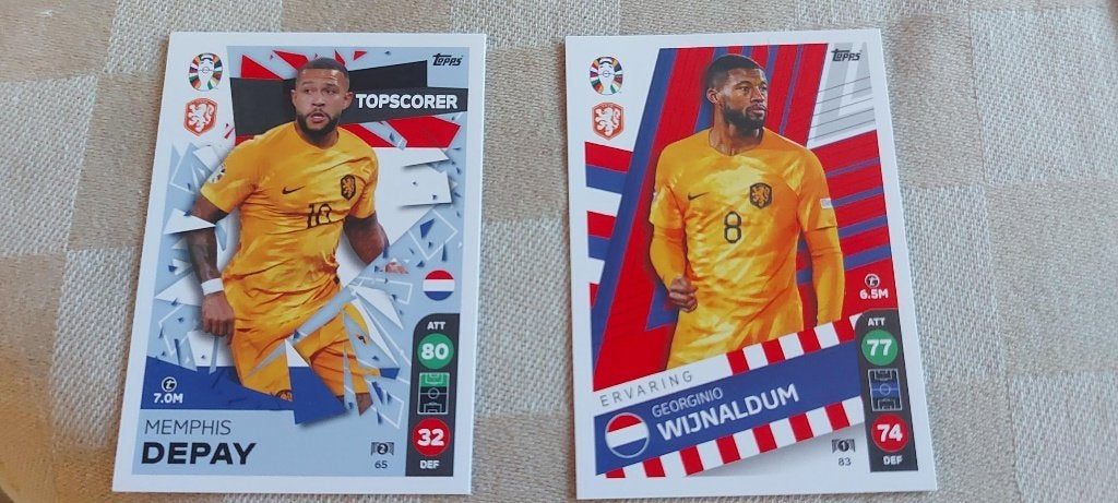 2 voetbalplaatjes EK 2024 Depay en Wijnaldum, Verzamelen, Ophalen of Verzenden, Nieuw