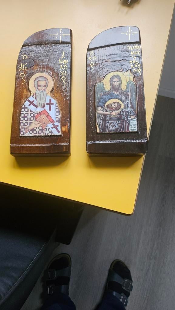 Replica van 2 iconen 30cm hoog en 10cm breed, Antiek en Kunst, Antiek | Religieuze voorwerpen, Ophalen