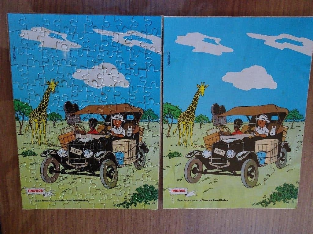 Andros jam reclamepuzzel - Kuifje in Congo, Ophalen of Verzenden, Kuifje, Gebruikt, Boek of Spel