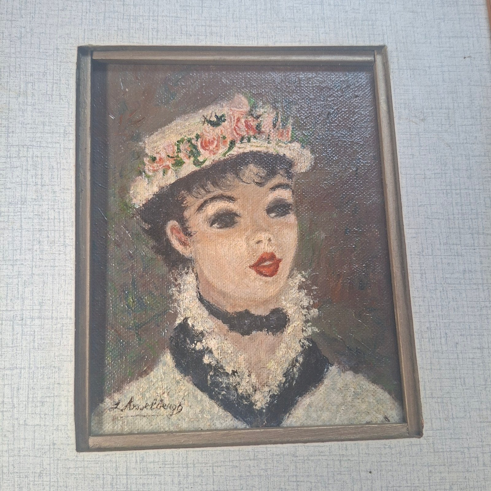 Leuke jongedame met hoedje op, Antiek en Kunst, Ophalen of Verzenden, Olieverf