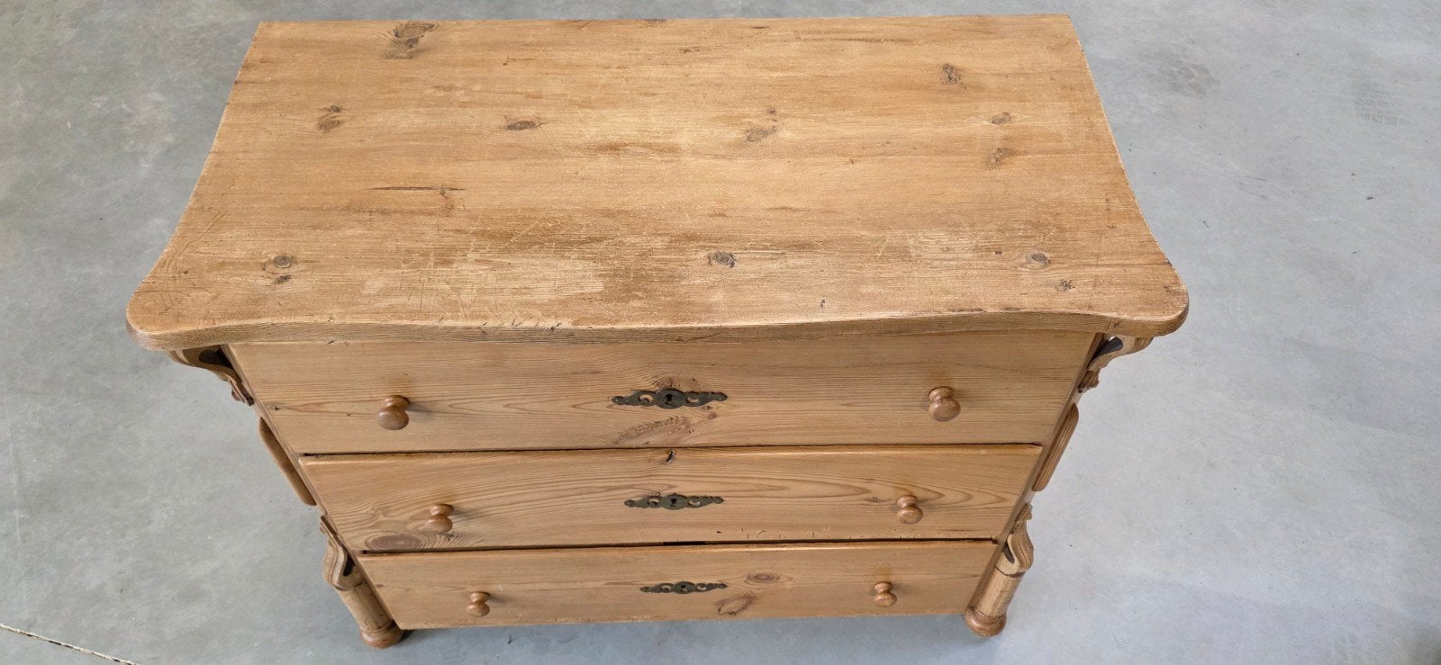 Antieke grenen commode -  3 laden, Enlèvement