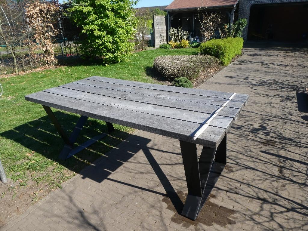 Eiken tuintafel demonteerbaar, Tuin en Terras, Ophalen, Gebruikt, Rechthoekig, Hout