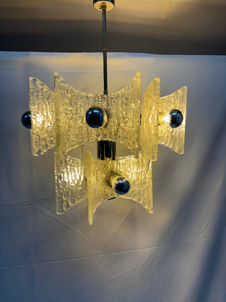 Vintage sputnik ijsglas hanglamp Kaiser Leuchten space age, Ophalen of Verzenden