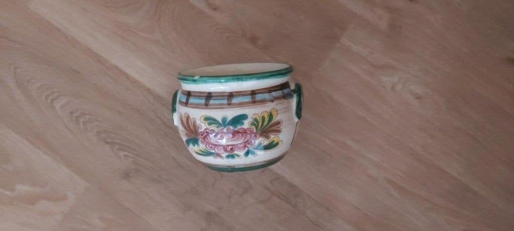 vaas aardewerk met mooie print antiek, Ophalen of Verzenden