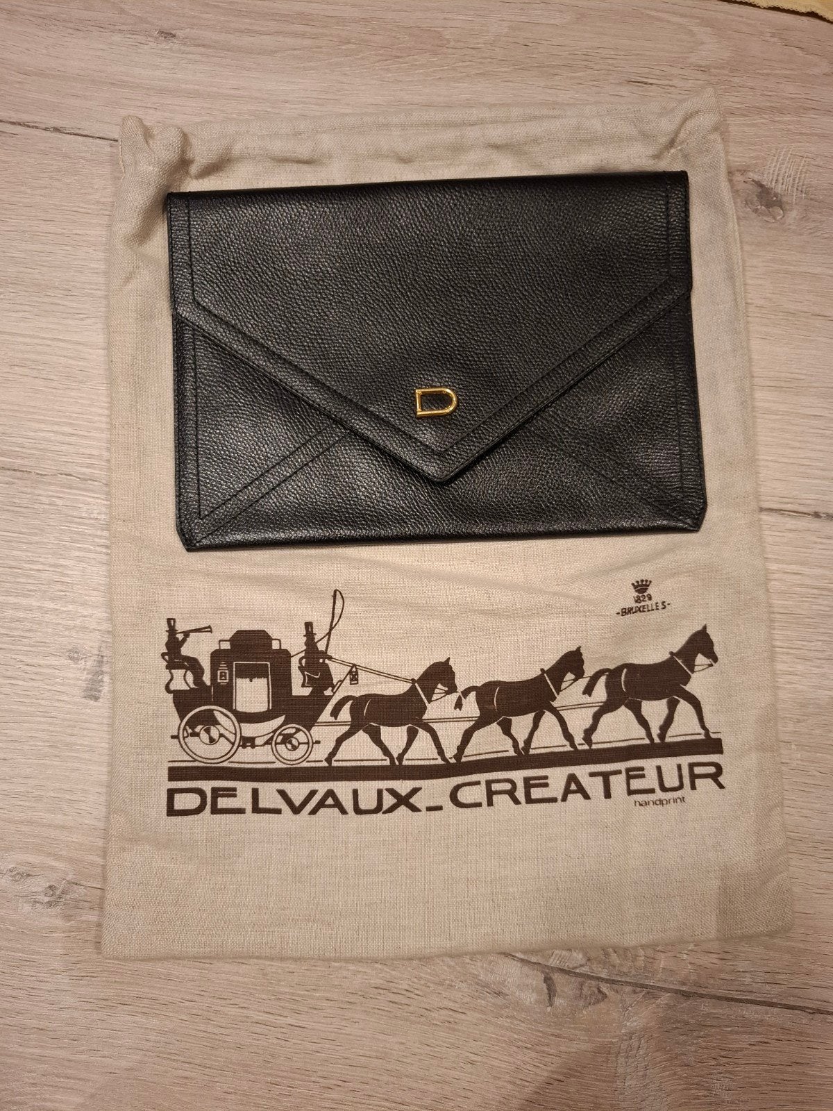 draagtasje Delvaux, Ophalen, Nieuw, Zwart, Leder