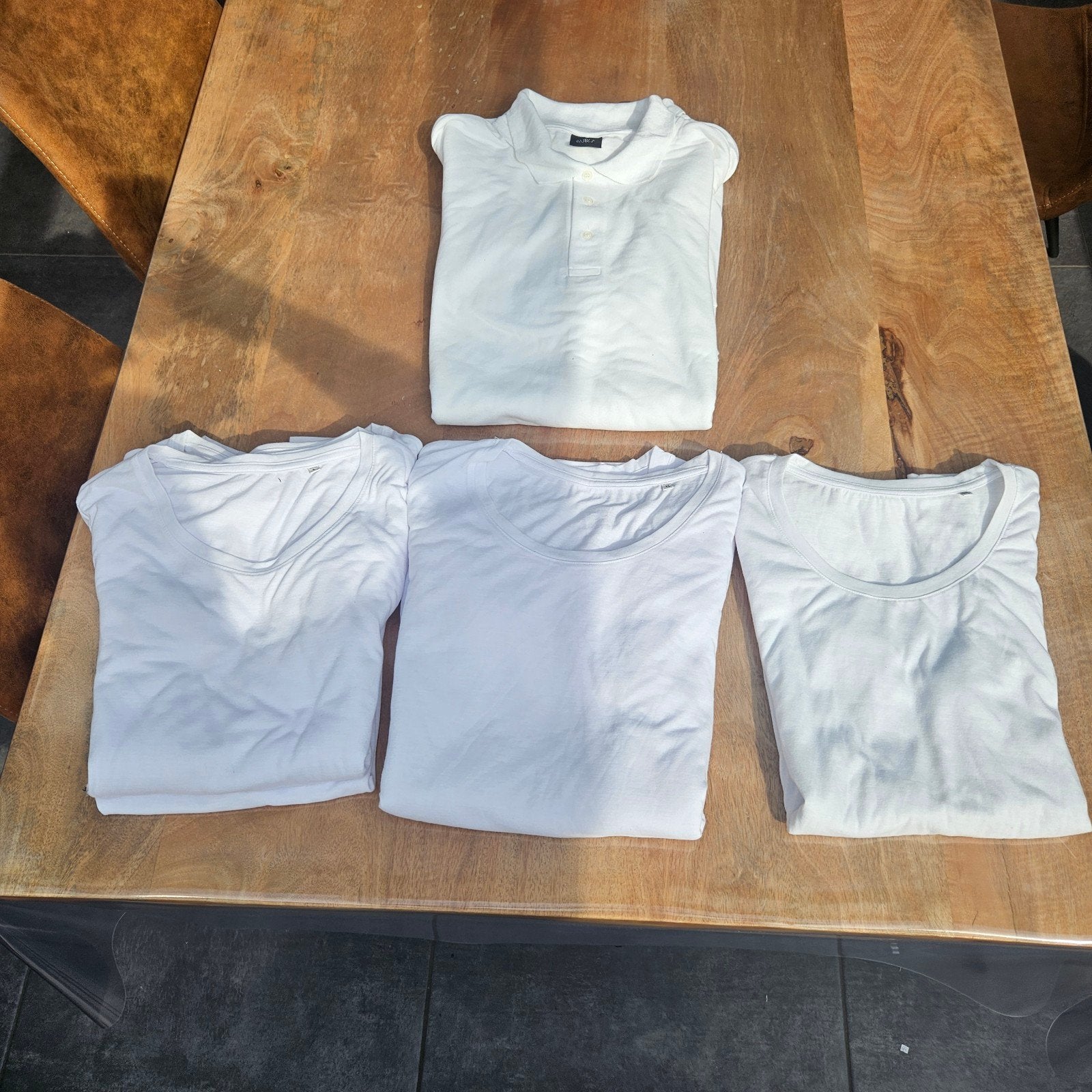 13 Sublimatie T-shirts en 3 polo's XL. 10euro voor 13 stuks, Ophalen, Wit