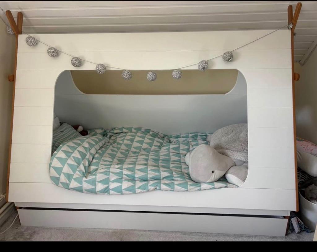 WOOOD Kinderbed Tipi incl lade, Ophalen, Gebruikt, Eenpersoons, Wit