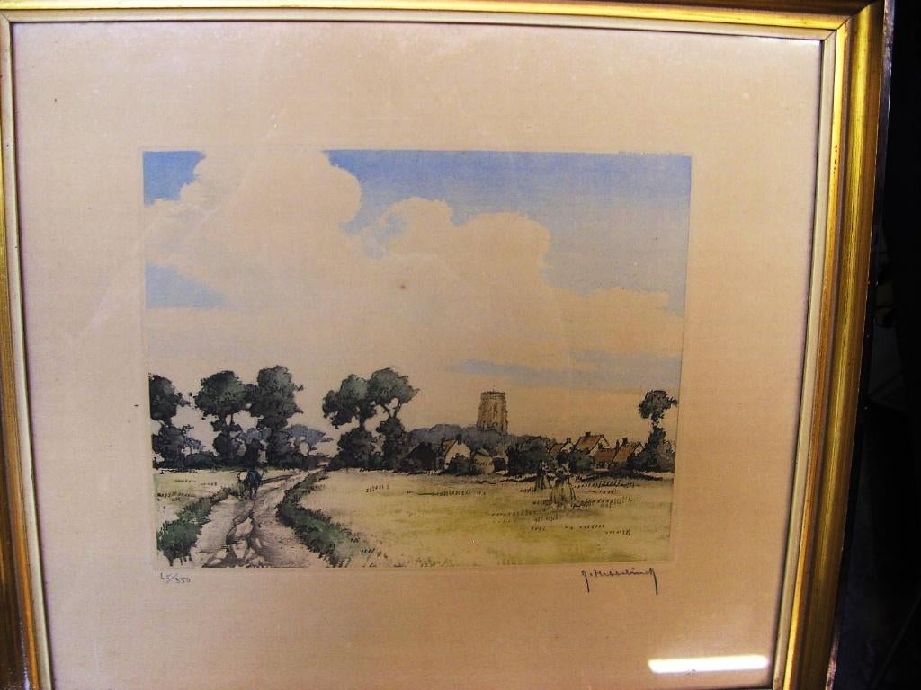 Gekleurde litho van Hebbelinck "Zicht op Lissewege", Ophalen of Verzenden