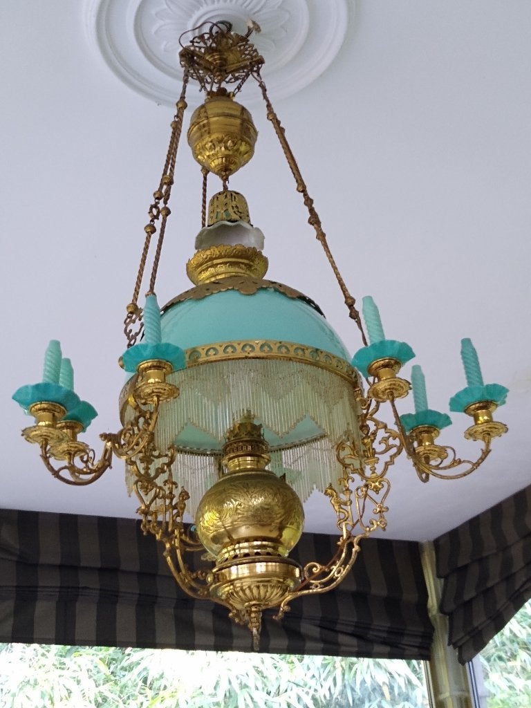 Decoratieve Luchter, Huis en Inrichting, Ophalen, Gebruikt, Glas, E27 (groot)