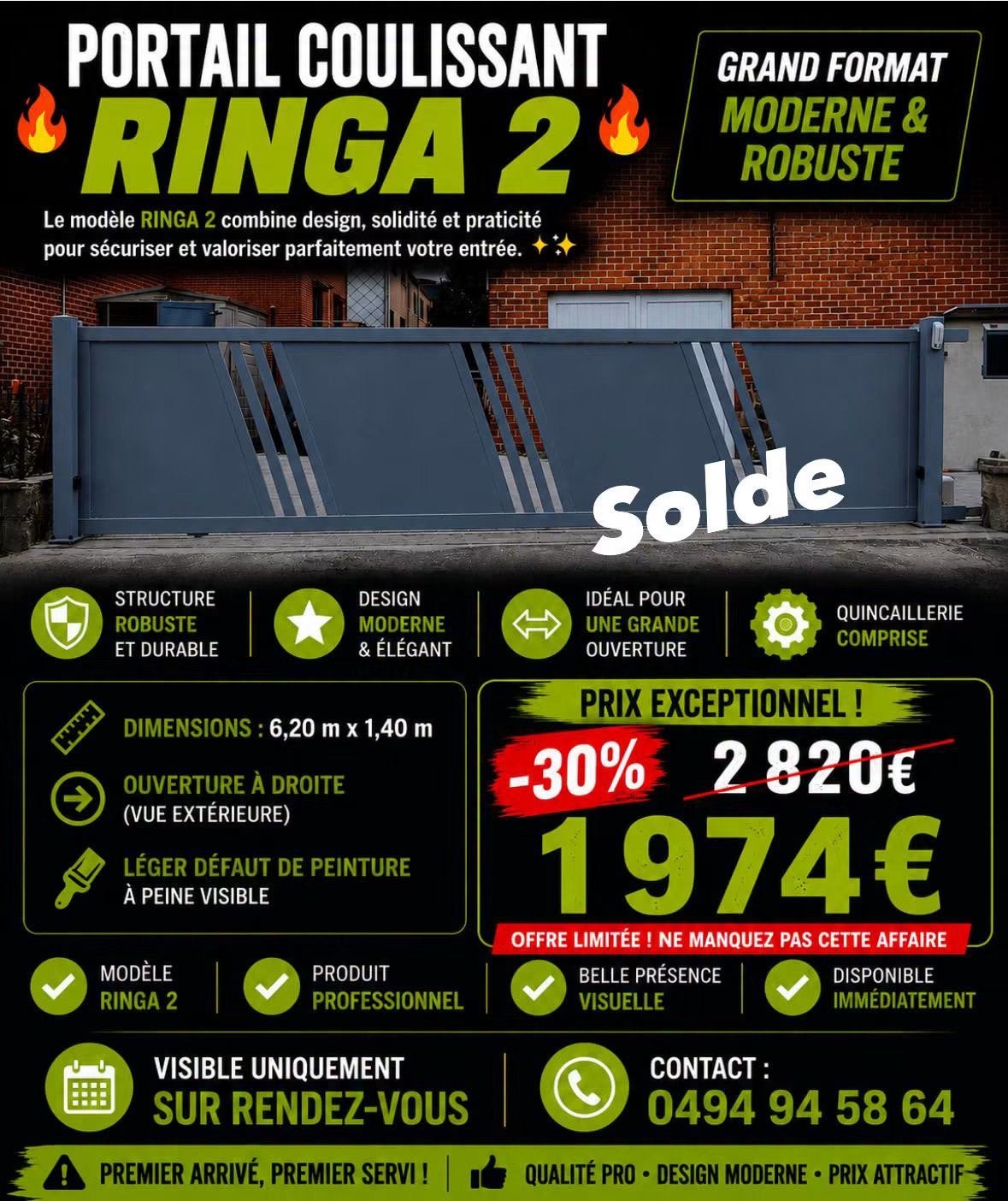 PORTAIL COULISSANT - 6M DE LONG, Jardin & Terrasse, Clôtures de jardin, Comme neuf, Enlèvement