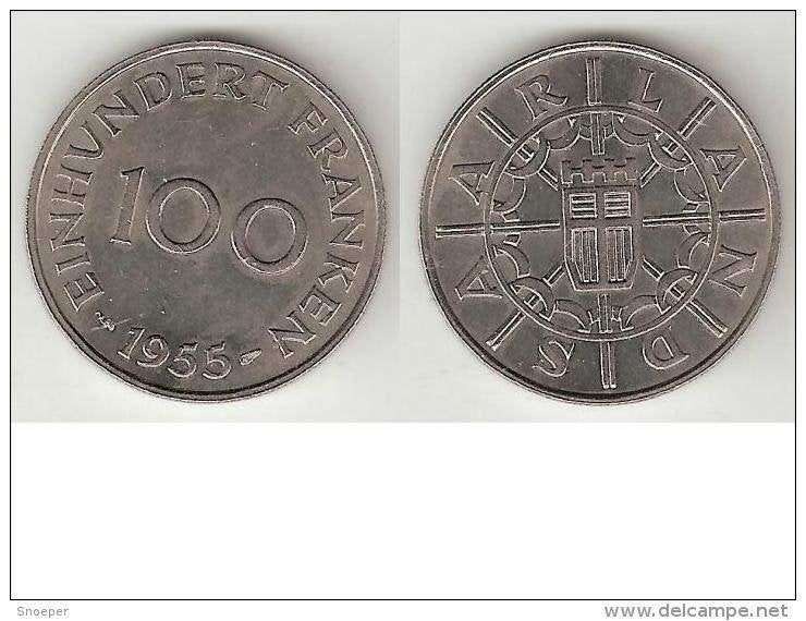 saarland 100 franken 1955 km 4 unc, Verzenden, Duitsland, Losse munt