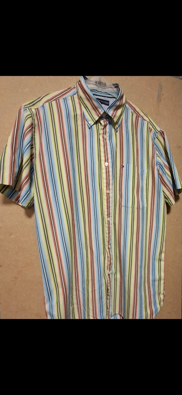 Vintage "Tommy Hilfiger" gestreept overhemd (korte mouwen) L, Kleding | Heren, Overhemden, Meerkleurig, Ophalen of Verzenden, Zo goed als nieuw