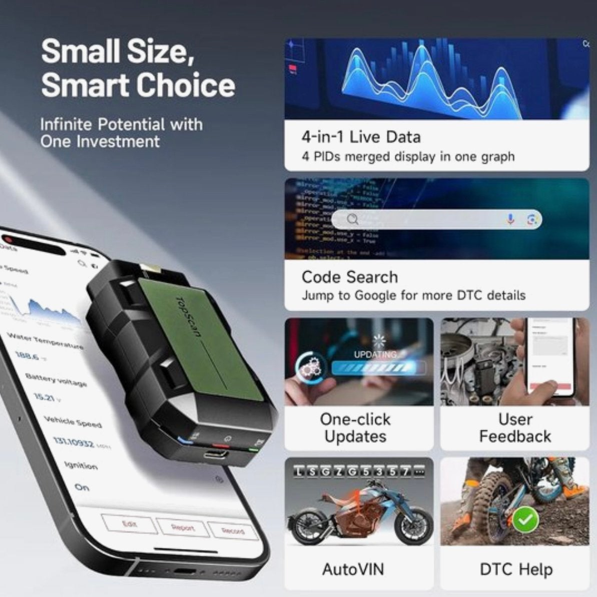 Topdon TopScan Moto — Diagnostic professionnel des moteurs, Enlèvement ou Envoi, Comme neuf