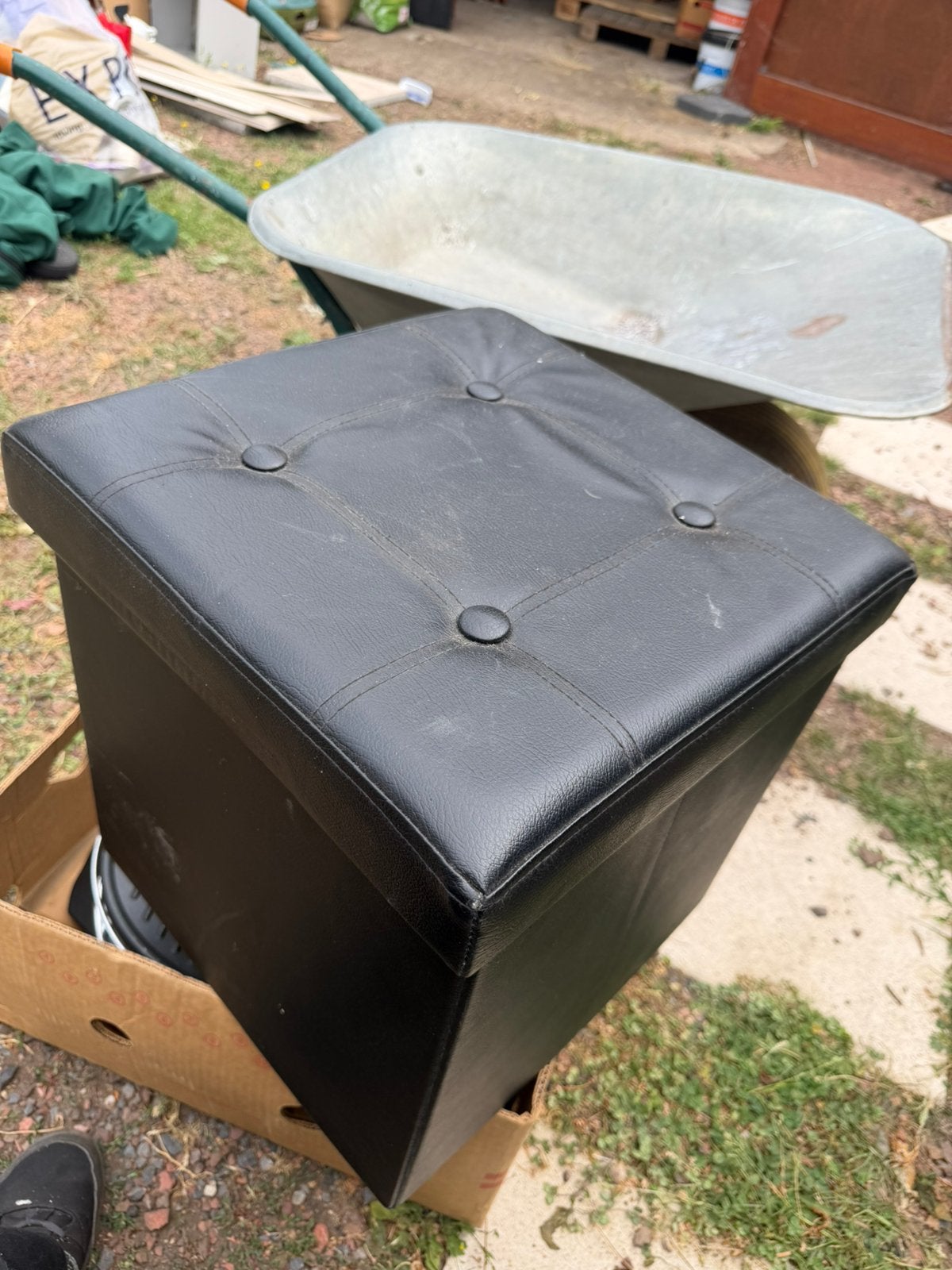 Pouf de rangement pliable – Noir, Jardin & Terrasse, Accessoires mobilier de jardin, Utilisé, Enlèvement