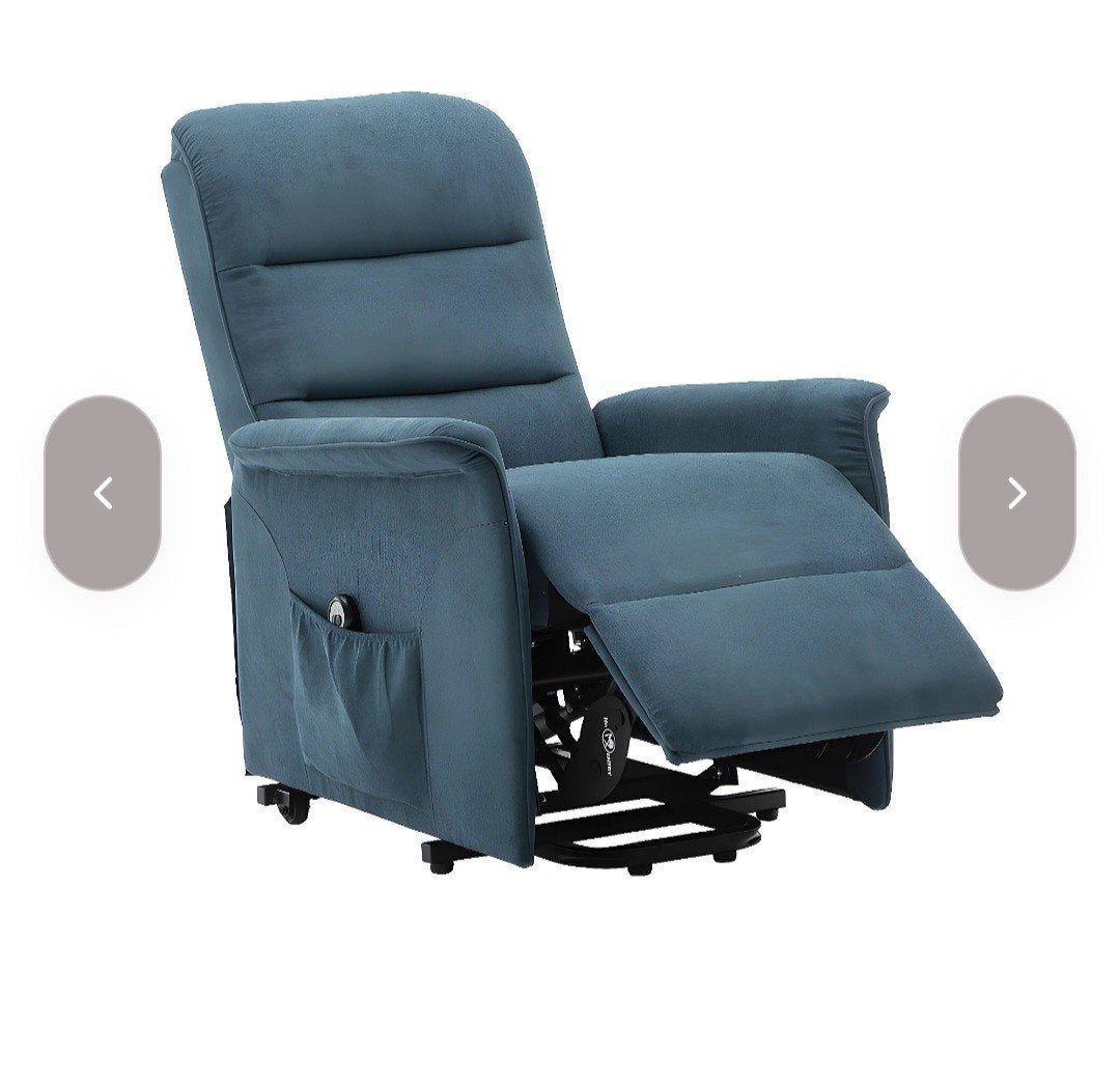 Relax fauteuil elektrische bediening, Huis en Inrichting, Ophalen, Zo goed als nieuw, Blauw