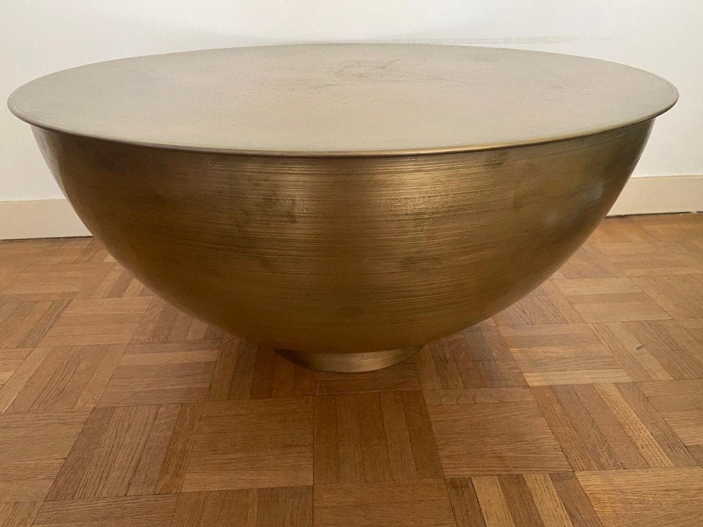 Table basse/table d'appoint basse en métal doré, Maison & Meubles, Tables | Tables de salon, Rond, 50 à 100 cm, Enlèvement, Utilisé