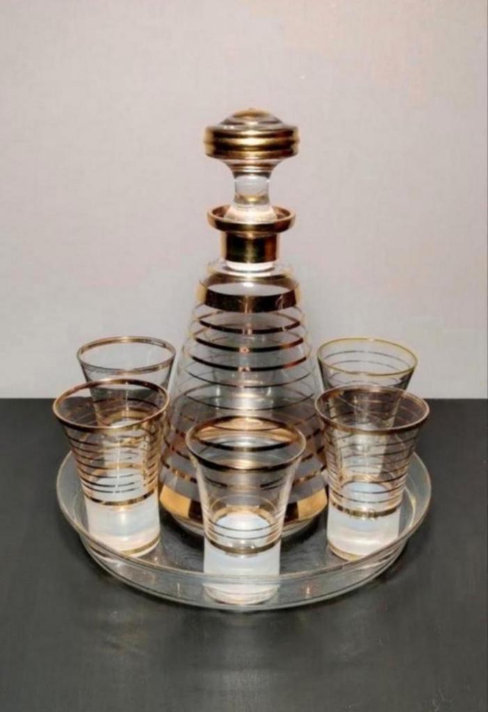 Art-déco karaf met glazen Booms glas, Antiek en Kunst, Antiek | Glaswerk en Kristal, Ophalen of Verzenden