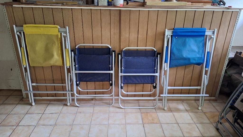4 chaises de camping - pliables - en aluminium - légères, Enlèvement, Utilisé, Chaise de camping