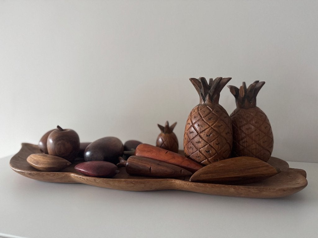 Vintage houten dienblad met fruit, Enlèvement