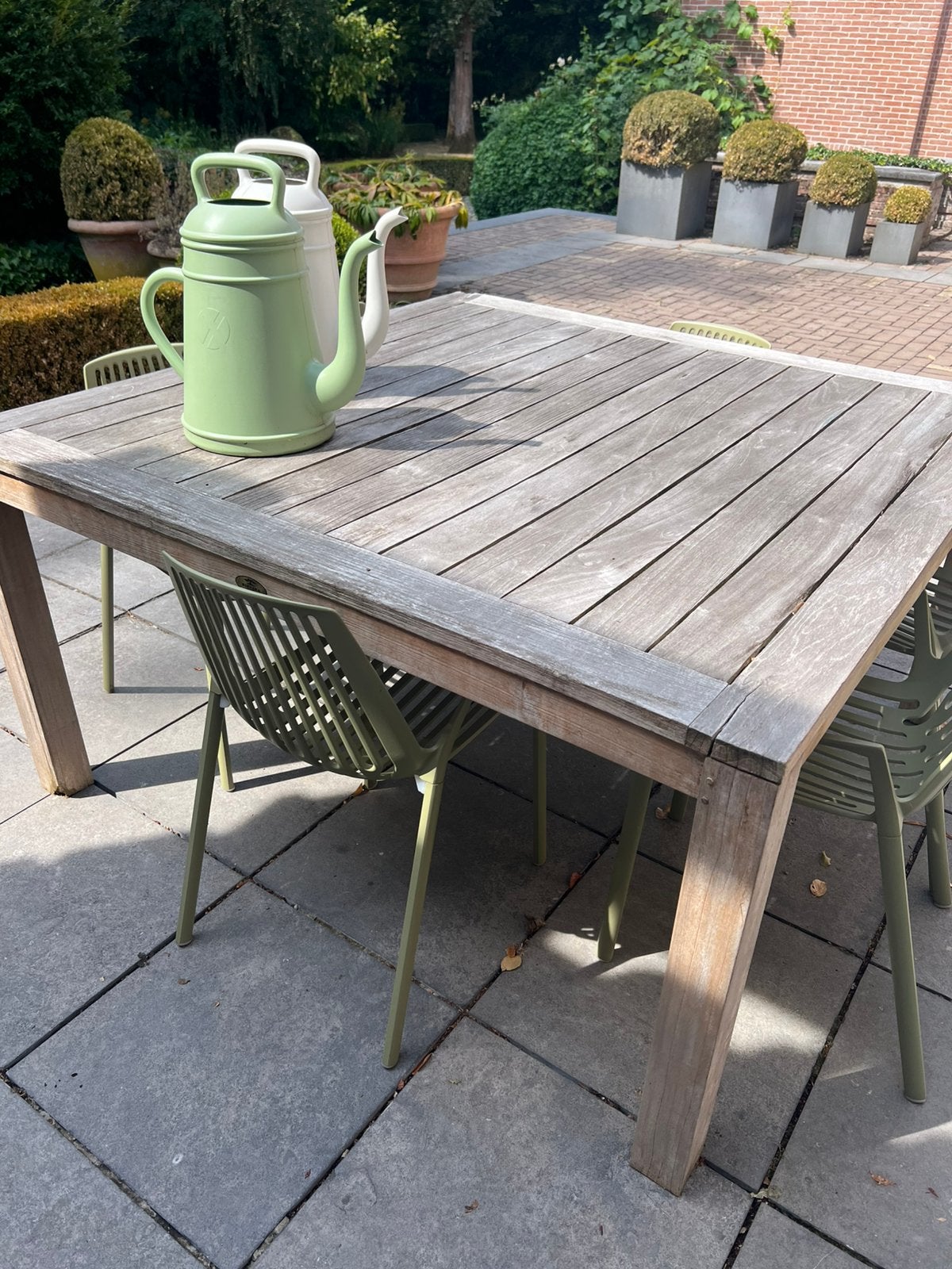 Tuintafel in teak, Ophalen, Gebruikt, Vierkant, Hout