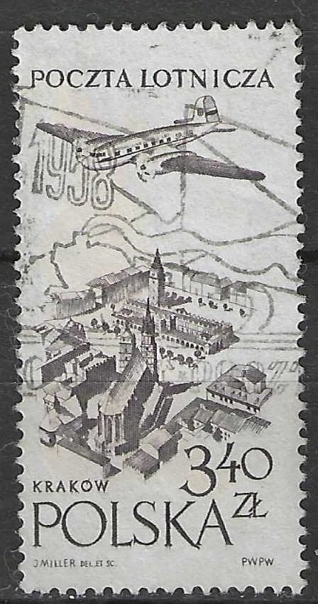 Polen 1957/1958 - Yvert 43PA - Oude Markt van Krakau (ST), Postzegels en Munten, Postzegels | Europa | Overig, Gestempeld, Polen