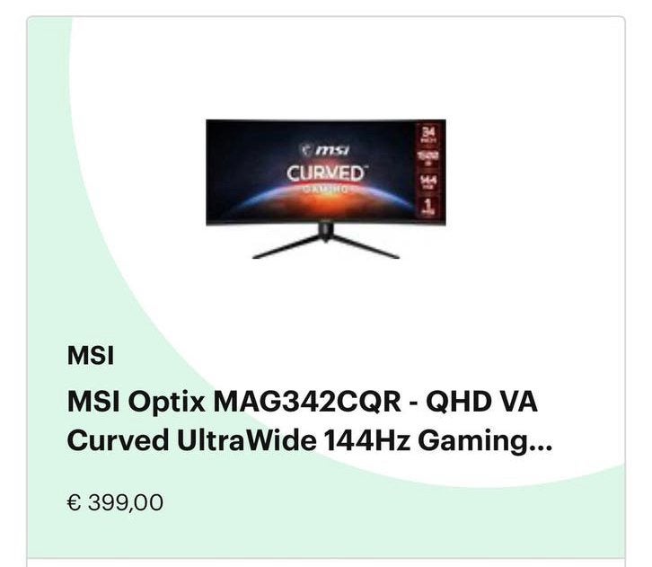 MSI Optix MAG342CQR 34” Curved UWQHD 144Hz, Computers en Software, Monitoren, VA, DisplayPort, Ultrawide, Ophalen
