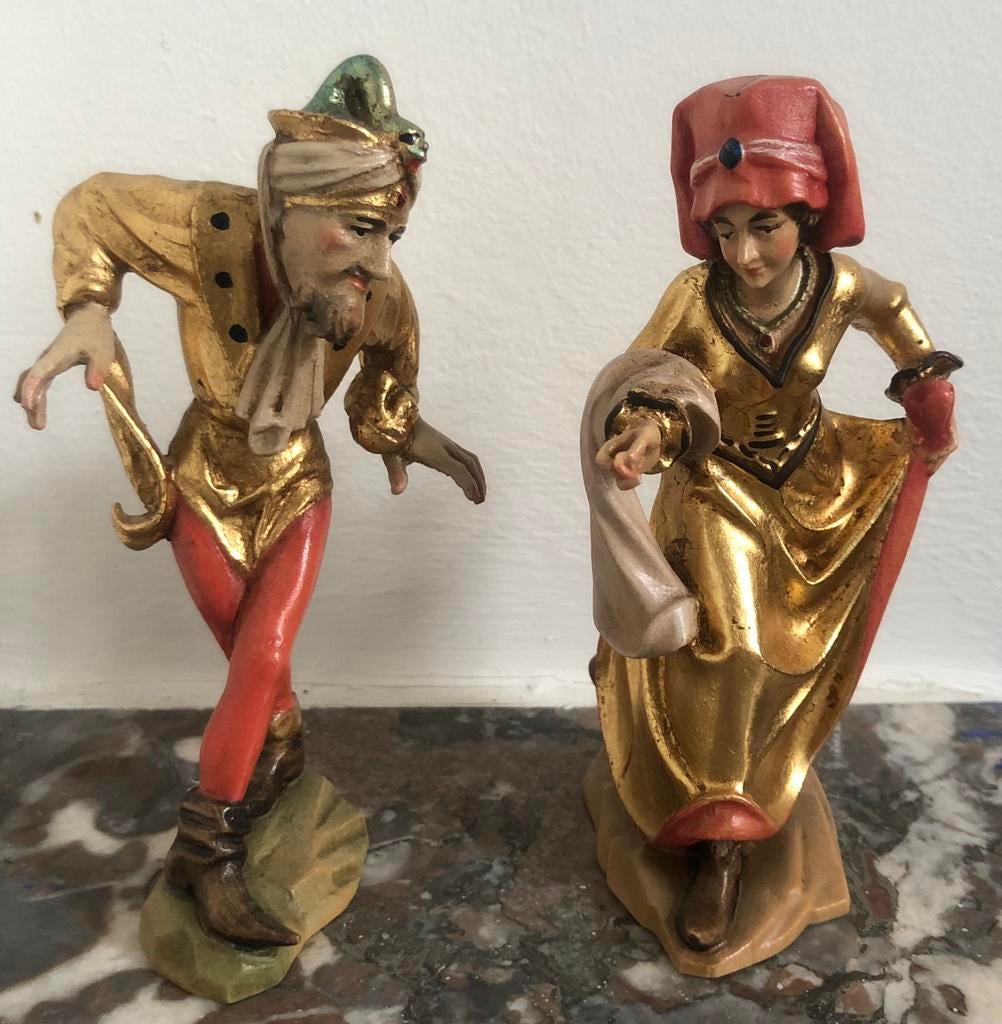 Ensemble de danseurs mauresque, bois polychromé, vintage,, Antiquités & Art, Art | Sculptures & Bois, Bois, Enlèvement ou Envoi