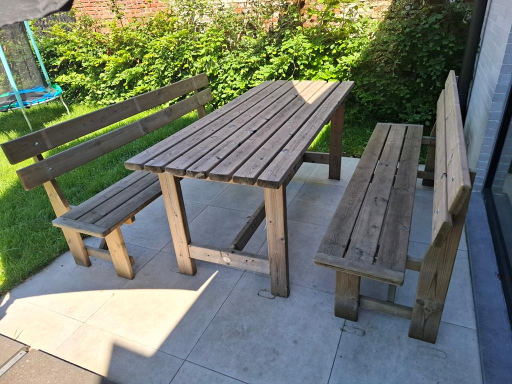 Houten tuinset, Ophalen, Gebruikt, Rechthoekig, Hout