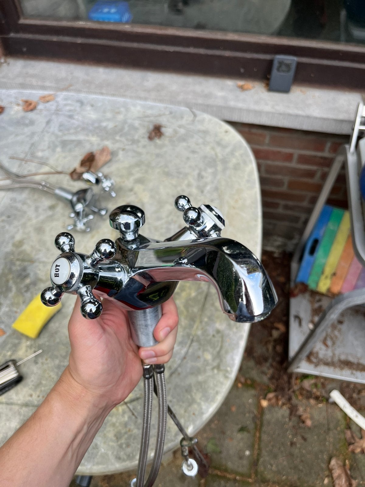 Set van 2 vintage Dornbracht Madison wastafelkranen, Bricolage & Construction, Enlèvement ou Envoi, Utilisé, Chrome, Lavabo