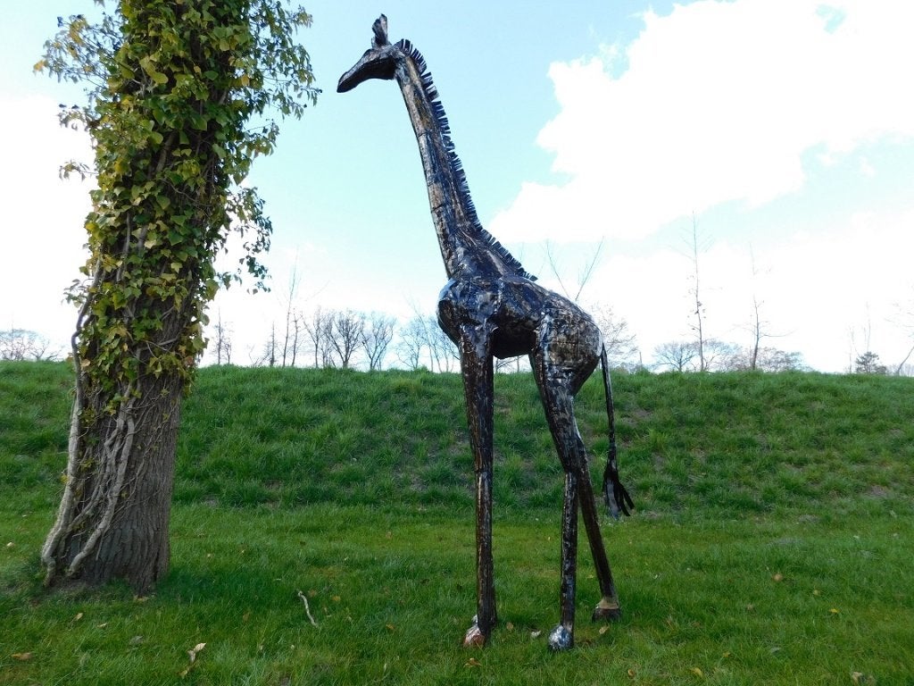 Giraffe Monza - 290 cm - Handgemaakt en Uniek, Antiek en Kunst, Beeld, Ophalen of Verzenden, 290 cm, Bruin