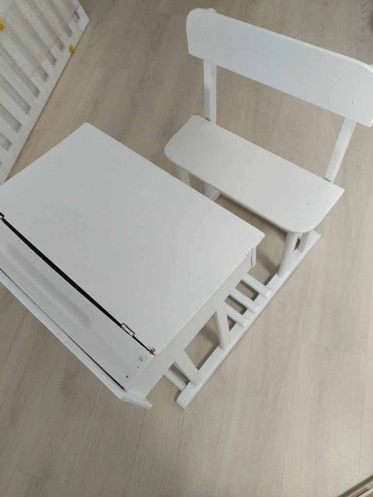 Oud schoolbankje, Huis en Inrichting, Ophalen, Gebruikt, Hout, Kinderbureau