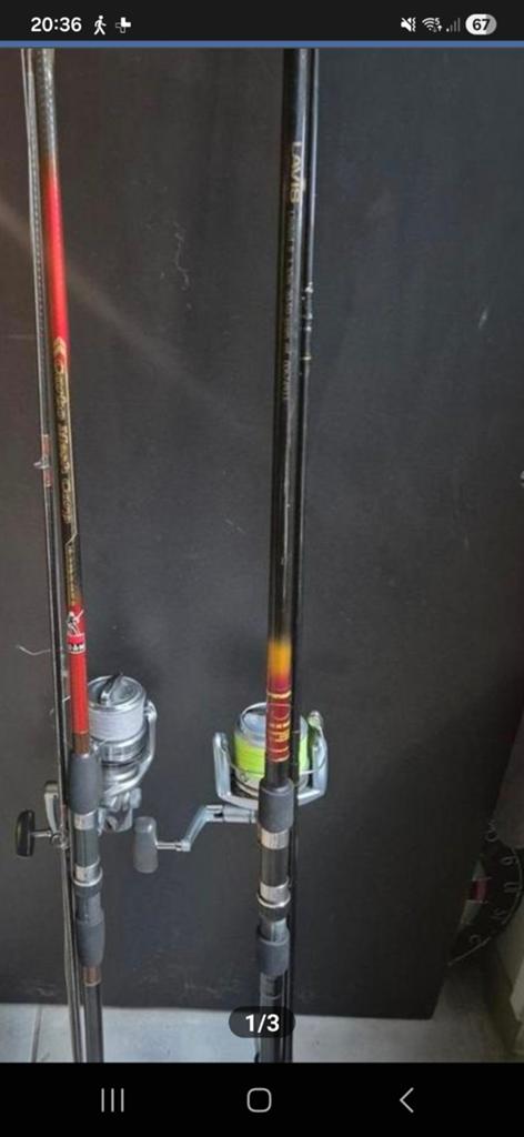 Cannes de 330 cm avec moulinets Shimano, Enlèvement, Moulinet