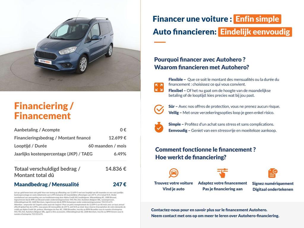 Ford Tourneo 1.0 EcoBoost Titanium (bj 2019), Auto's, Ford, Voorwielaandrijving, Stof, Blauw, Overige carrosserie