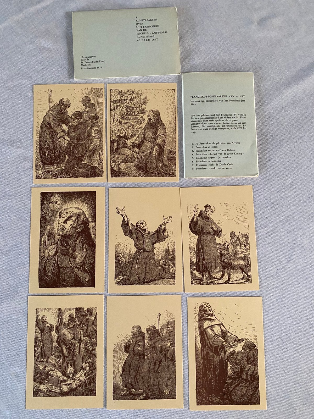 8 cartes postales Franciskus d'Alfred Ost, Enlèvement ou Envoi, 1960 à 1980, Non affranchie, Politique et Histoire