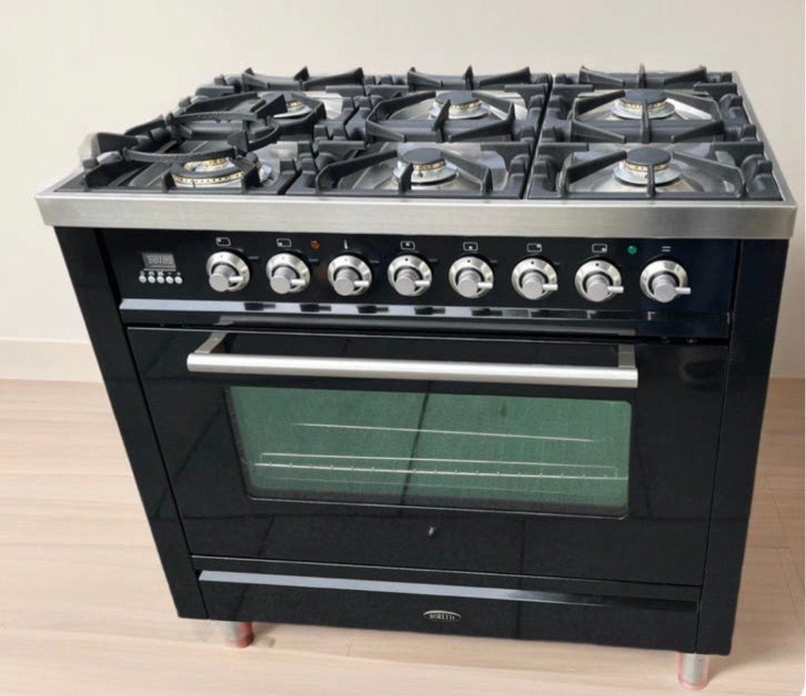 Cuisinière à gaz Boretti avec 6 brûleurs, largeur 90 cm, Electroménager, Cuisinières, Comme neuf, Gril, Enlèvement