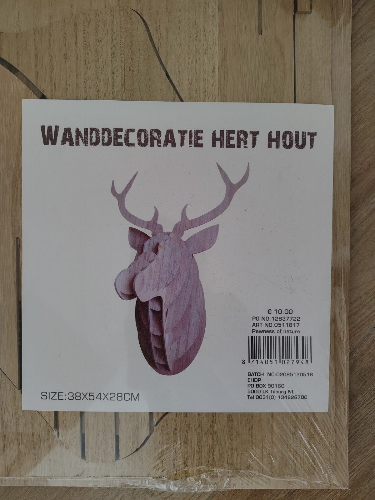 3D houten hert, muurdecoratie nieuw, Ophalen, Hout, Nieuw, Scandinavisch