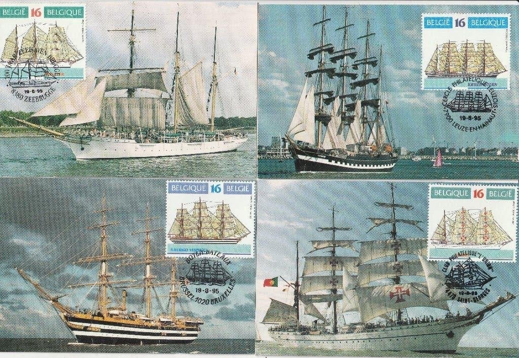 Carte postale Bateaux avec timbres, Timbres & Monnaies, Timbres | Europe | Belgique, Envoi