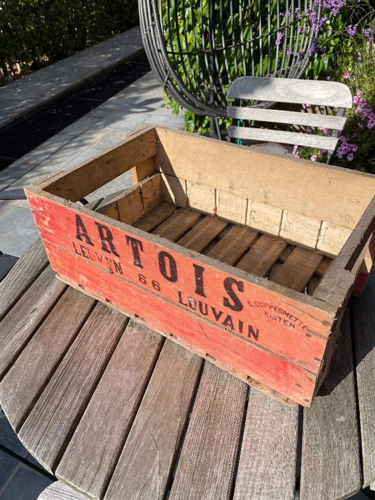 Vintage Houten Bierkist Artois Leuven (Gedateerd: 1966), Ophalen, Gebruikt