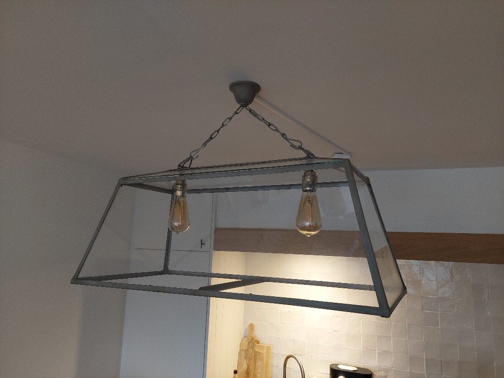 Landelijke luster, Huis en Inrichting, Lampen | Kroonluchters, Ophalen, Gebruikt, Glas, Landelijke