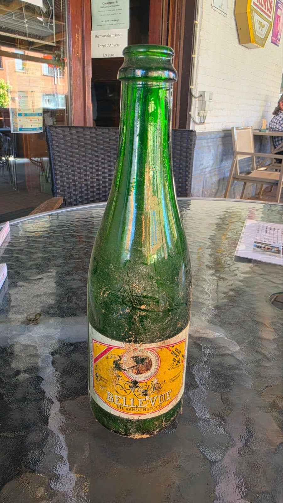 Oude Gueuze Belle-Vue fles 75 cl met origineel etiket, Overige merken, Ophalen of Verzenden, Gebruikt, Flesje(s)